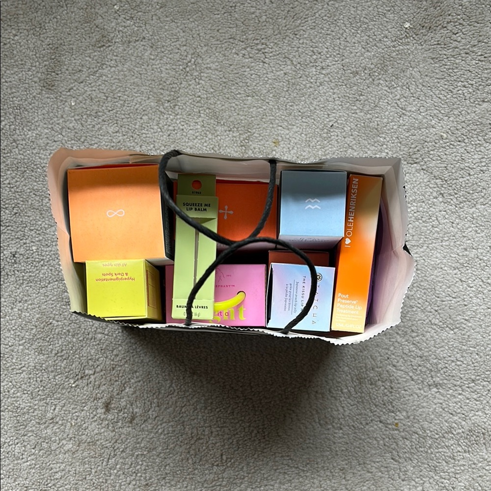 Sephora Bag Full of Empty Skincare Boxes